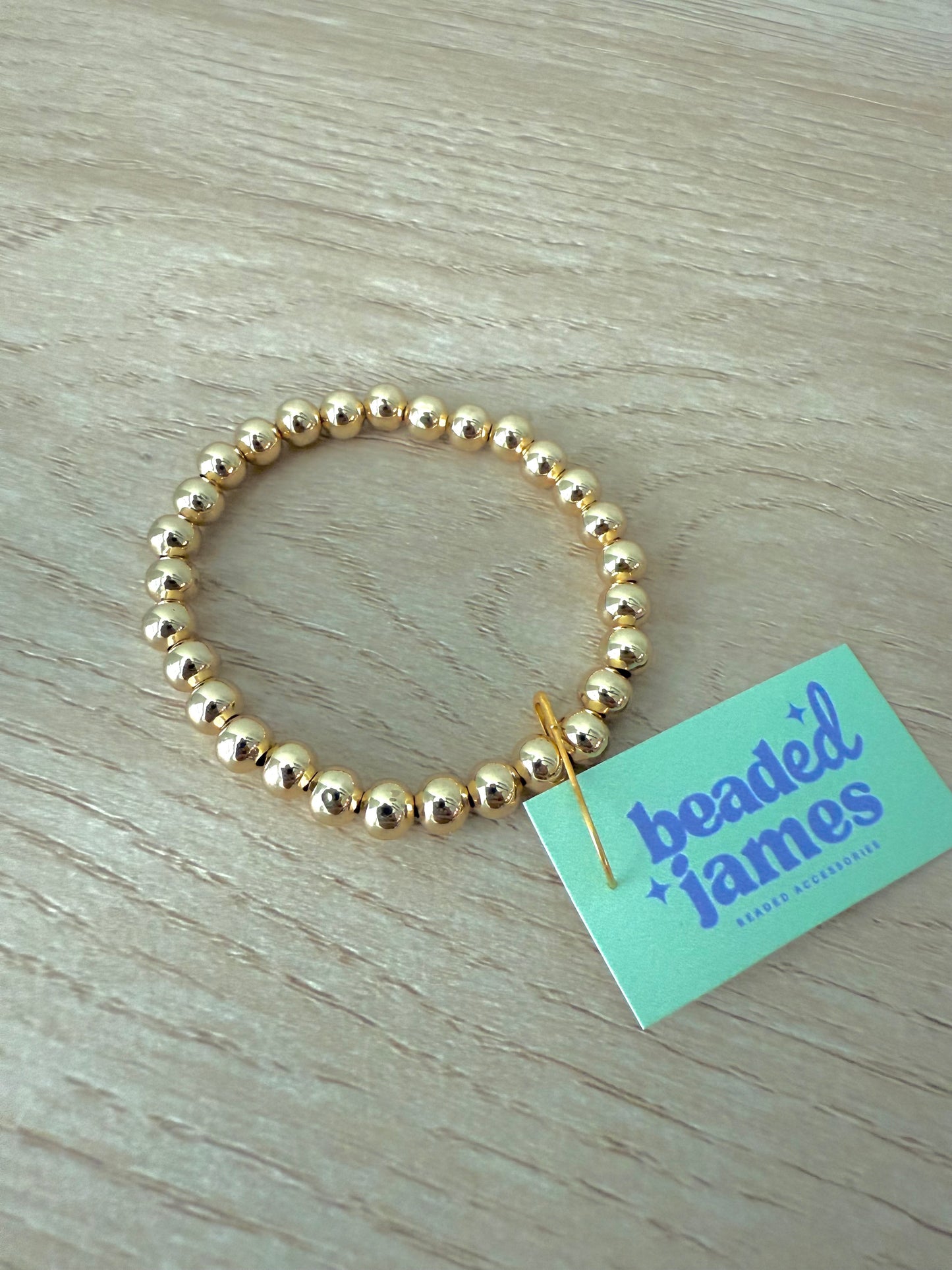 6MM Gold Beaded Bracelet
